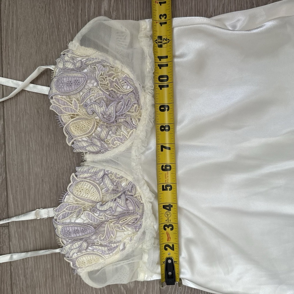 VTG Flora Nikrooz Size S Coquette Babydoll Nightgown Dress Ruffle Lace Sheer - Picture 11 of 13